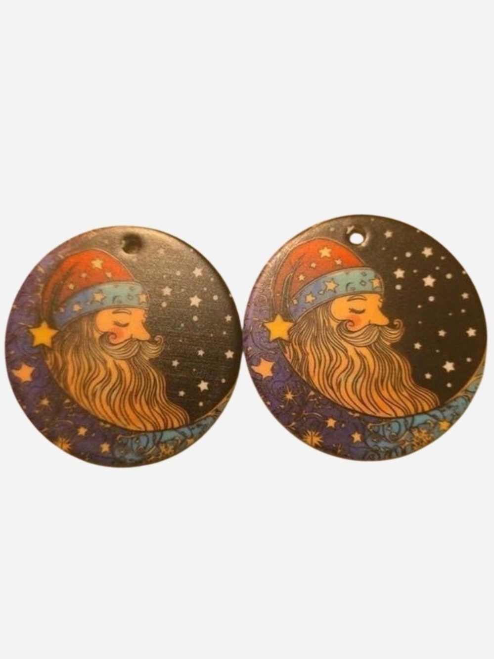 Wizard Round Ceramic Ornaments - Set of 2 - Decor